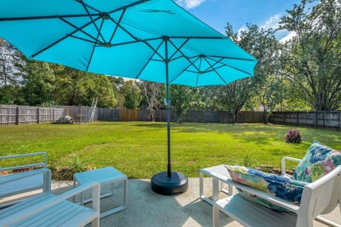 Enjoy the outdoors on warmer days and evenings.  Very large fenced backyard.  Perfect for kickball, dodgeball or summersaults in the grass.  Bring your own games and fun will be had by all!