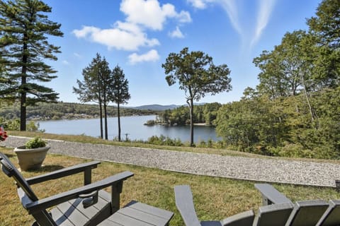 Cozy adirondack seating overlooking Newfound Lake