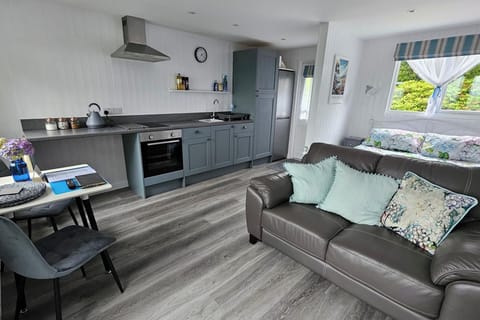 Living area showing the fitted kitchen