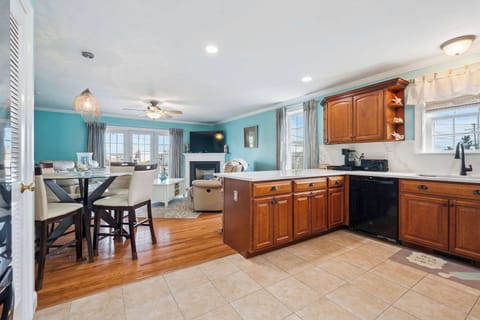 Open living room and kitchen area.