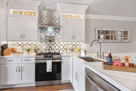 Kitchen with gas range and everything else you need to prepare a great meal.