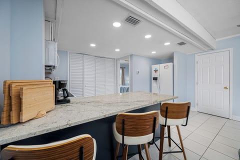 Granite Island with bar stools