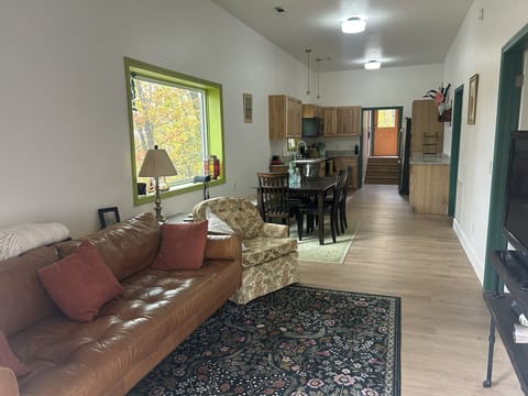 Living room, Dining table, Kitchen overview