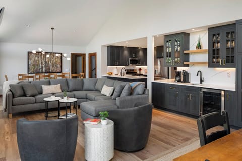 Wet bar adjacent to the living area