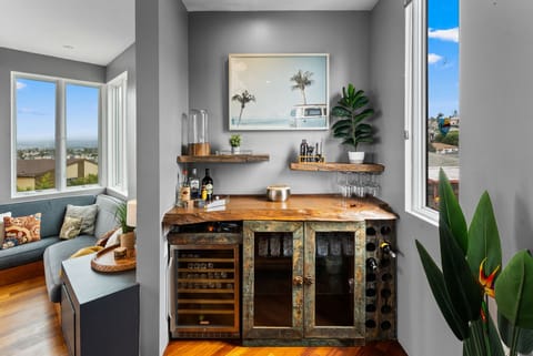 Fully stocked wet bar for entertaining