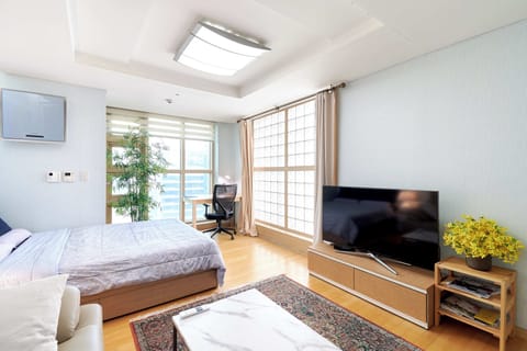 Two huge windows showing this is a corner unit!