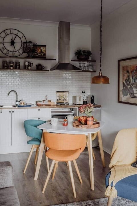 A comfortable space for cooking and dining.