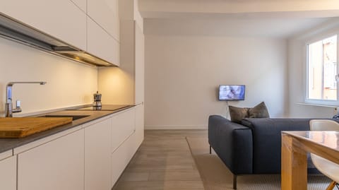 living room with view of the kitchen