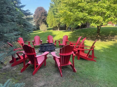 Enjoy our outdoor fire pit in the pines