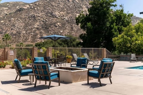 Gather around the fire pit for cozy evening chats.