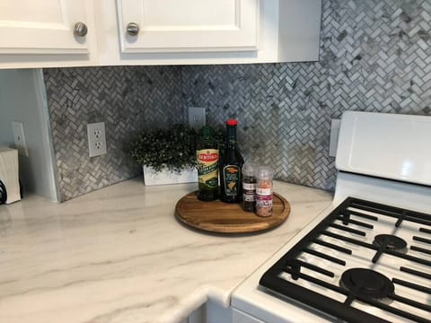 Oil, salt, pepper and other basic cooking necessities are stocked fresh for every guest