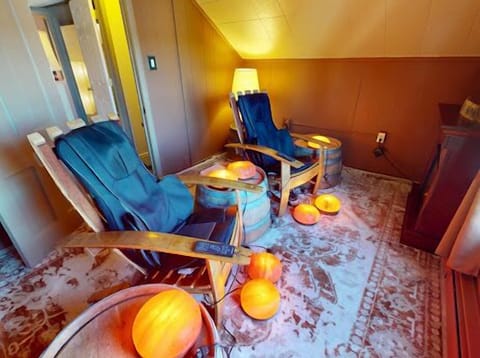 Second floor Spa Room #1: Heated himalayan salt domes in massage chair.