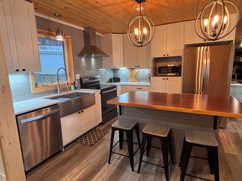 Fully stocked kitchen includes dishwasher, filtered water, ice maker in fridge