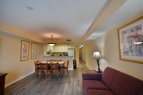 Bright and modern open-concept living and dining spaces