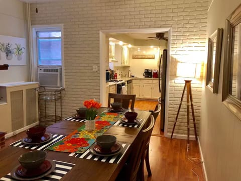 Dining room for six seatings; additional chairs available (not shown)
