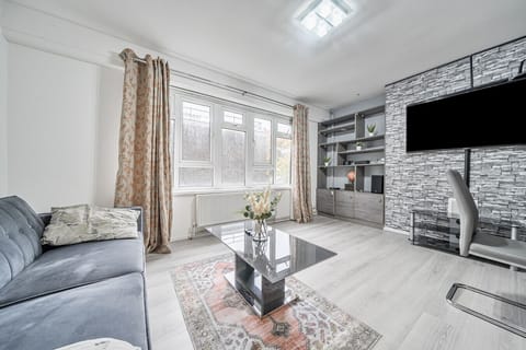 Open-plan lounge area with decor