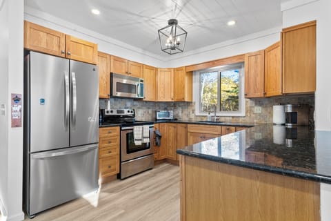 Fully stocked kitchen.
