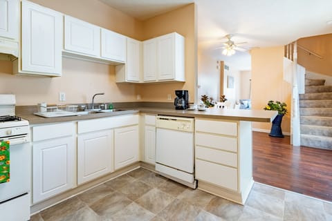 Open kitchen and dining space designed for convenience and comfort.