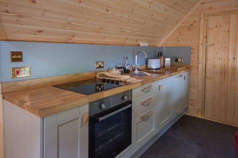 Equipped with hob and oven, finished with high quality butchers block