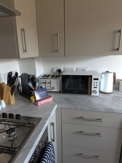 Kettle, toaster, microwave and coffee machine