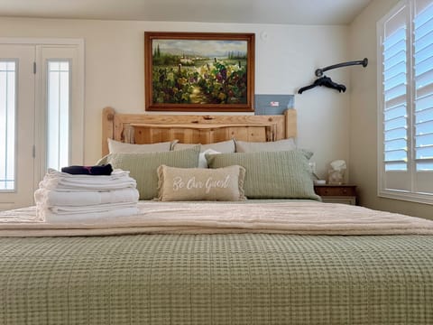 Stay with us at the Guesthouse and rest comfortably in our California King bed.