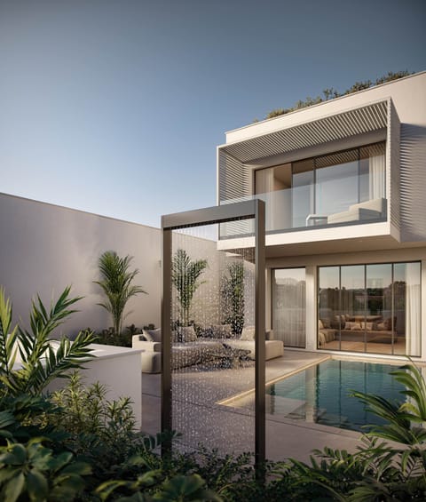 Garden pool with outdoor shower, VILLA ATHOS