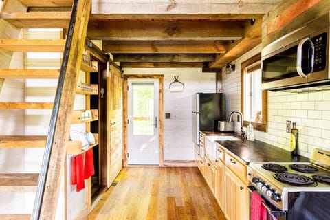 kitchen and ladder to loft