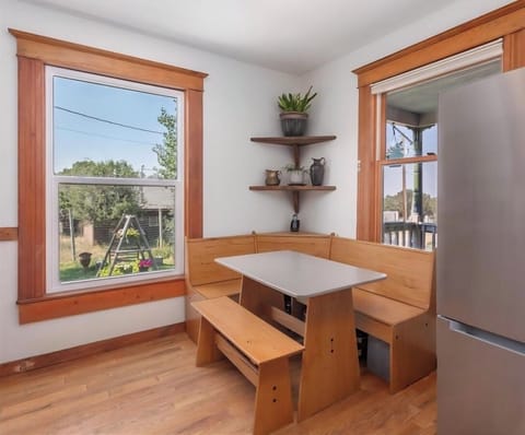 Perfect for shared meals with a garden view