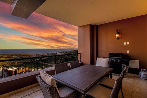 Stunning sunset view from the balcony, offering breathtaking panoramic vistas