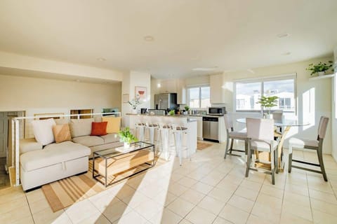 The living area also doubles as a second sleeping space with a pull out sofa