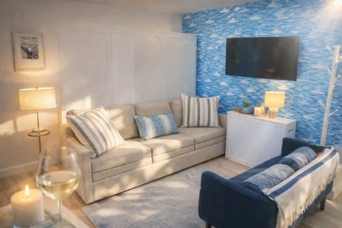 Kick back after a day at the beach in this relaxing living room!