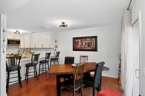 Gather around for meals, games, or morning coffee.