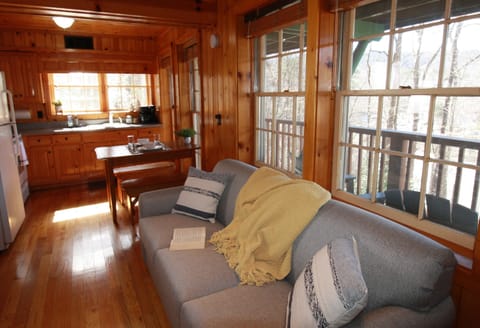 Cuddle up and enjoy a book on this queen sized sleeper sofa 