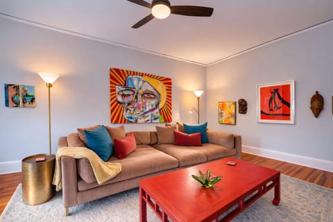 Settle in with a movie or unwind after a long day in a space that feels easy and inviting.
