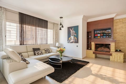 Chic Living Room with Fireplace