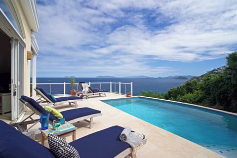 Breathtaking View of down island from the pool.