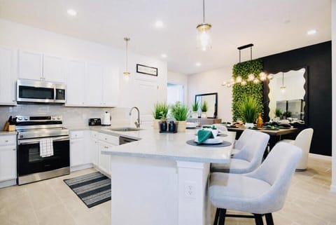 Modern kitchen and dining area setup