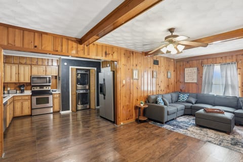Indoors, Hardwood, Stained Wood, Appliance, Microwave