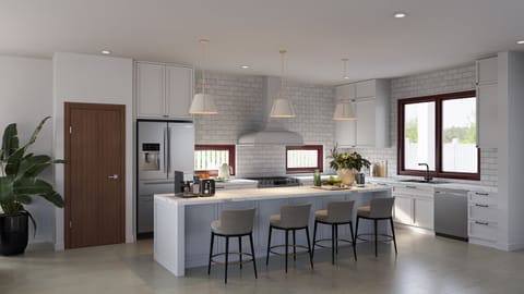 Realistic rendering of the kitchen.