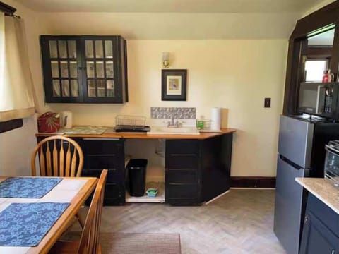 Kitchen with 4.2 cu fridge, microwave, coffee maker, counter top oven ,microwave