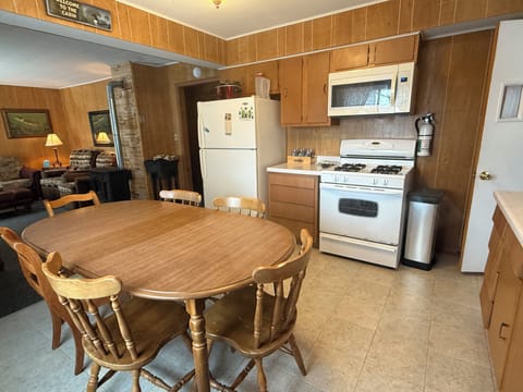 Full kitchen, coffee maker and grinder, toaster, electric tea pot, microwave. 