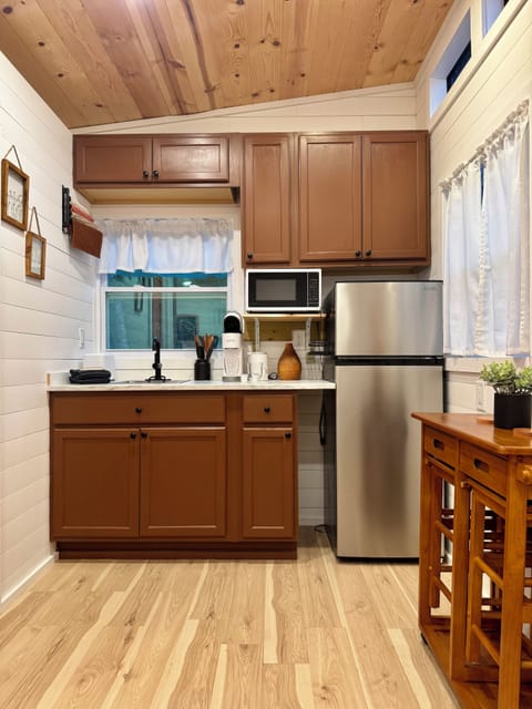 Stocked kitchenette for simple meals • Coffee ready