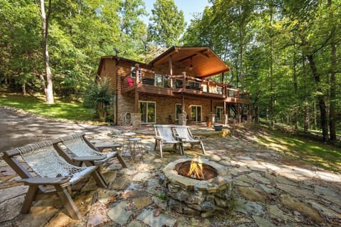 Sitting area with woodburning firepit