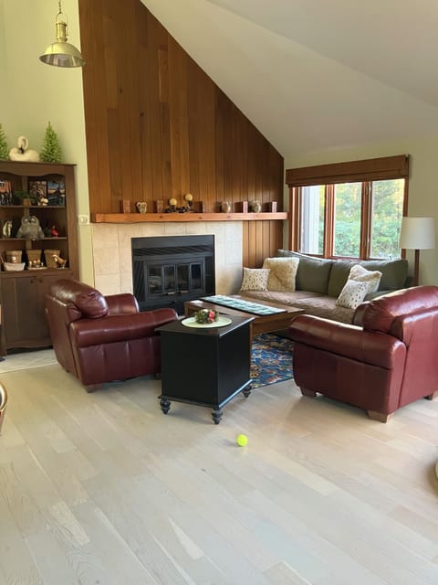 Great Room w Swivel Leather Chairs, Sofa, ROKU TV
