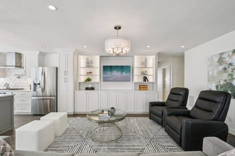 Open concept living room with smart TV