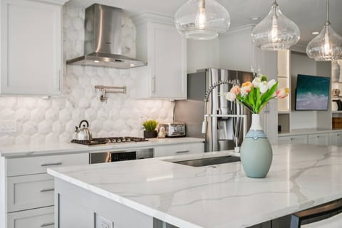 Updated kitchen with stainless steel appliances