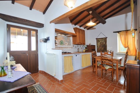 The kitchen in the upstairs unit