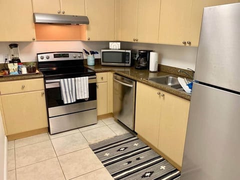Well equipped kitchen with stainless steel appliances 