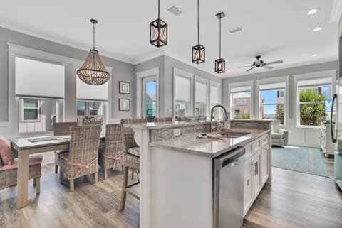 Kitchen and dining room seats 10 so the family can all eat together.