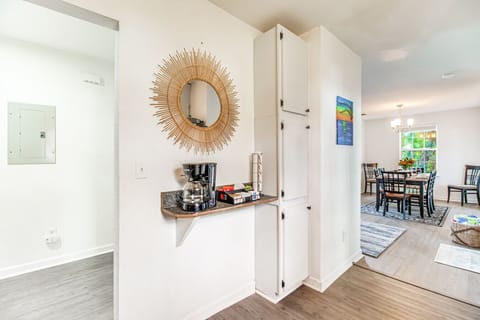 Coffee Nook | Cozy Beverage Station with Decorative Mirror and Storage Cabinets